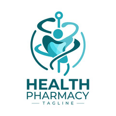 Simple digital human health pharmacy logo brand