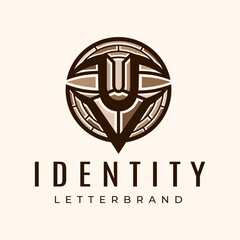 Detailed line circle letter UV logo design
