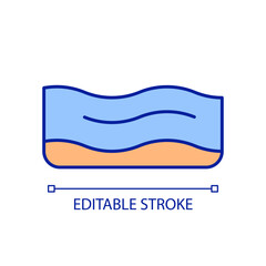 Surface water supply RGB color icon. Natural waterbody flow. Clear aqua and environment protection. Running river. Isolated vector illustration. Simple filled line drawing. Editable stroke