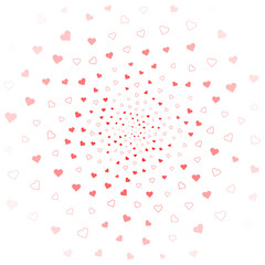 Love valentine's background withred falling hearts over white.