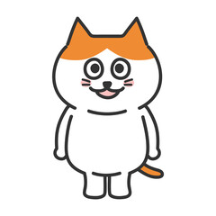 Obraz premium Cat illustration. Comic. Vector isolated. Cartoon Orange tabby and white cat smiling at someone, transparent PNG.