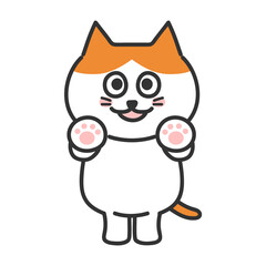 Cat illustration. Comic. Vector isolated. Cartoon. Orange tabby and white cat trying to high-five, transparent PNG.
