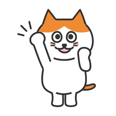 Orange tabby and white cat rooting for someone, transparent PNG.