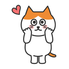 Cat illustration. Comic. Vector isolated. Cartoon. Orange tabby and white cat falling in love. transparent PNG.