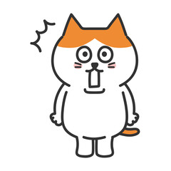 Orange tabby and white cat is astonished at something, transparent PNG.