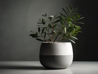 A modern and minimalist plant pot on a white background