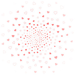 Love valentine's background withred falling hearts over white.