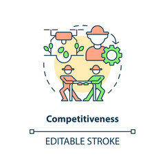 Competitiveness concept icon. Market orientation. Agriculture policy objective abstract idea thin line illustration. Isolated outline drawing. Editable stroke. Arial, Myriad Pro-Bold fonts used