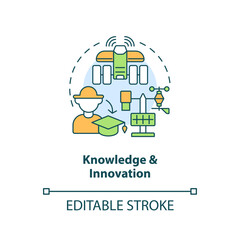 Knowledge and innovation concept icon. Agriculture policy objective abstract idea thin line illustration. Isolated outline drawing. Editable stroke. Arial, Myriad Pro-Bold fonts used