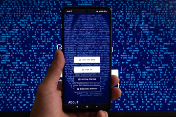 Midjourney on screen of mobile phone. Artificial intelligence for generation of pictures and...