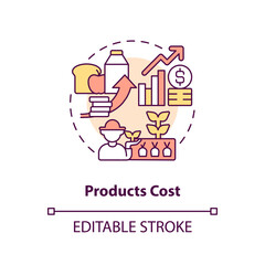 Products cost concept icon. Rising prices for food. Disadvantage of farming policy abstract idea thin line illustration. Isolated outline drawing. Editable stroke. Arial, Myriad Pro-Bold fonts used