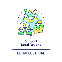 Support local actions concept icon. Farming business. Rural development program abstract idea thin line illustration. Isolated outline drawing. Editable stroke. Arial, Myriad Pro-Bold fonts used