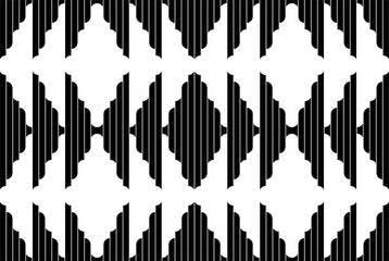 Abstract of traditional pattern. Design ethnic style black and white. Design print for illustration, texture, textile, wallpaper, background. Set 15