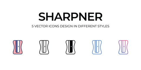 Sharpner Icon Design in Five style with Editable Stroke. Line, Solid, Flat Line, Duo Tone Color, and Color Gradient Line. Suitable for Web Page, Mobile App, UI, UX�and�GUI�design.