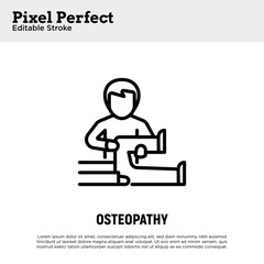 Osteopathy thin line icon. Physiotherapy, arthritis treatment. Massage. Pixel perfect, editable stroke. Vector illustration.