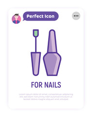 Nail polish thin line icon. Symbol of manicure. Modern vector illustration for beauty shop.
