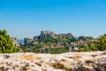 Blick auf Les Baux-de-Provence, Frankreich