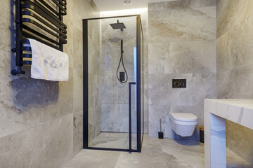 Piękna stylowa łazienka z kabiną prysznicową	 - obrazy, fototapety, plakaty