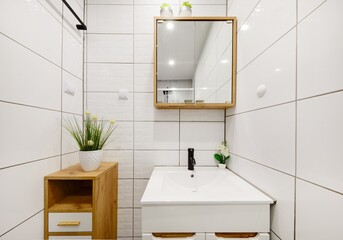 Piękna stylowa łazienka z kabiną prysznicową	