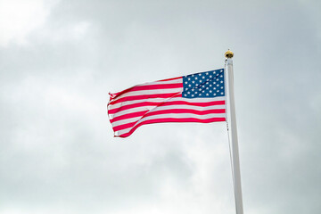 National flag of the USA waving in the wind