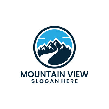 mountain with road logo designs inspirations