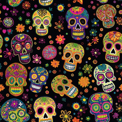 seamless pattern with skulls