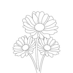 Hand Drown Daisy Flower Coloring page Line art