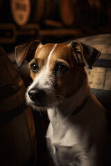 Ein Jack Russel Hund in der Brauerei created with Generative AI technologies