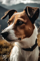 Ein Jack Russel Hund in den Bergen created with Generative AI technologies