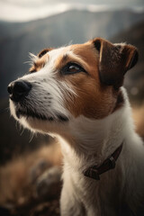 Ein Jack Russel Hund in den Bergen created with Generative AI technologies