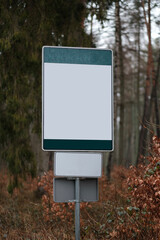 Mock-up of the road sign in the forest.