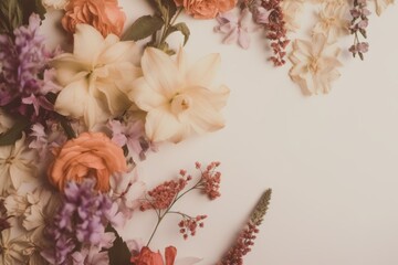 Fototapeta premium flowers on a cream colored background - space fot text