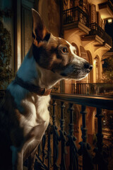 Ein Jack Russel Hund mit einem Hei&szlig;luftballon created with generative AI