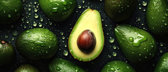 Fresh, raw avocado , digital ai art