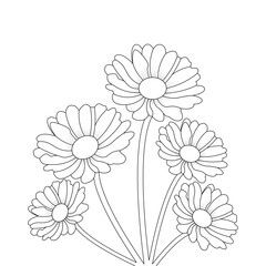 Fototapeta premium Hand Drown Daisy Flower Coloring page Line art