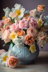 Pastel spring flowers. AI generatve