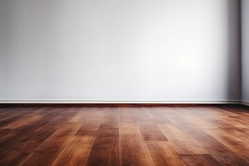 Blank room white wall and wooden floor background with Generative AI