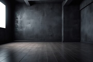 Blank room dark wall and floor background with Generative AI