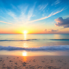 sunset over the sea - Beach landscape - Calm beach background for design - landscape for design - Generative AI