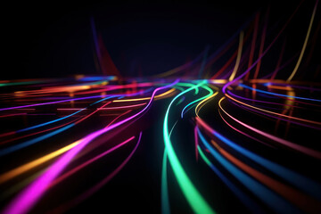 Fototapeta na wymiar Abstract background. Multicolored neon curves. AI generative.