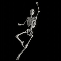 skeleton posing 3d render illustration with transparent background