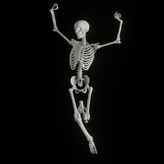 skeleton posing 3d render illustration with transparent background