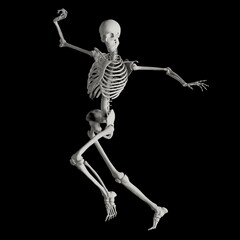 skeleton posing 3d render illustration with transparent background