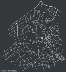 Detailed hand-drawn navigational urban street roads map of the SINAAI MUNICIPALITY of the Belgian city of SINT-NIKLAAS, Belgium with vivid road lines and name tag on solid background
