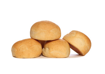 Pile of Fresh Baked Rolls Isolated on White Background