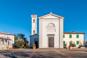 The historic center of Staffoli, Pisa, Italy, with the church of San Michele Arcangelo
