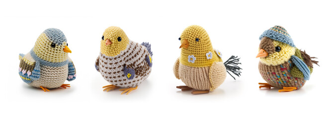 Cute knitted chicken. AI generative.