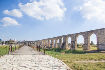 Beautiful view of the aqueduct in Larnaca, Cyprus