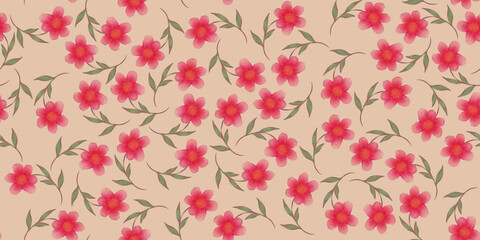 seamless pattern with pink flowers watercolor