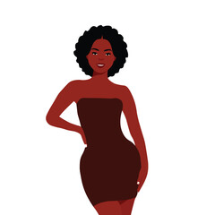 Stylish black woman in elegant art style vector